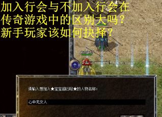 加入行会与不加入行会在传奇游戏中的区别大吗？新手玩家该如何抉择？