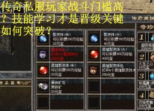 传奇私服玩家战斗门槛高？技能学习才是晋级关键如何突破？