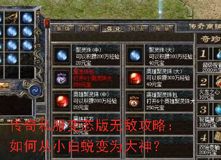 传奇私服变态版无敌攻略:如何从小白蜕变为大神? 传奇私服变态版无敌攻略:如何从小白蜕变为大神?
