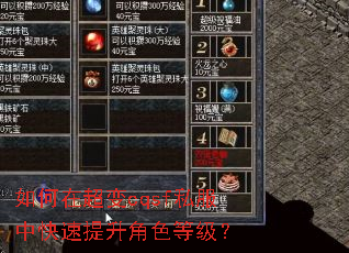 如何在超变cqsf私服中快速提升角色等级? 如何在超变cqsf私服中快速提升角色等级?